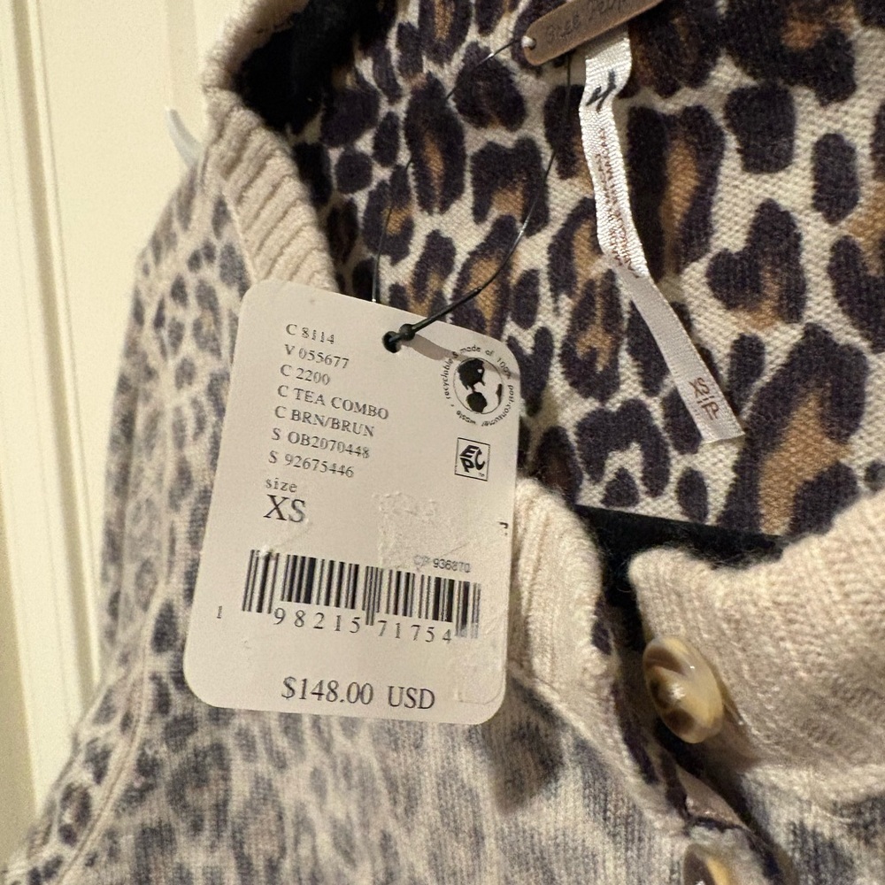 Free People Nocturnal Patterned Cashmere Cardi XS Color: Tea Combo NWT - Picture 5 of 6